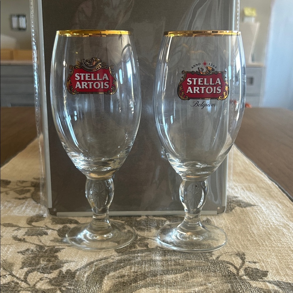 Gold Rimmed Beer Glass Set